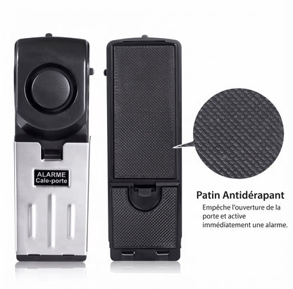 Cale-porte alarme — dessus et dessous, patin antidérapant