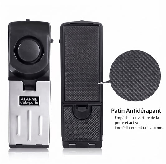 Cale-porte alarme — dessus et dessous, patin antidérapant
